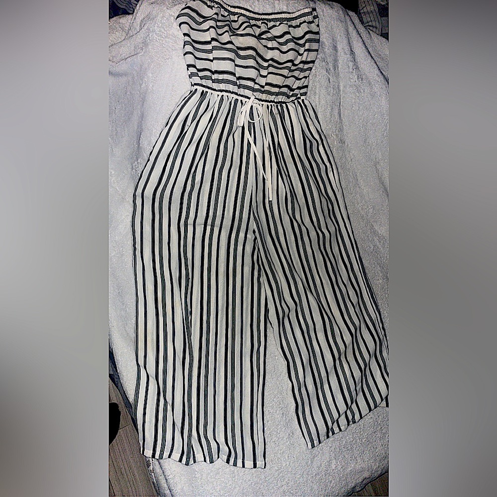 Black and white striped jumpsuit